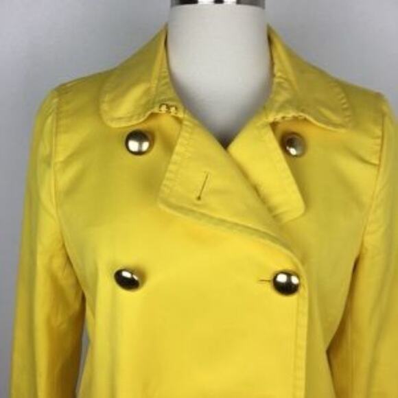 J Crew yellow Button Trudy Trench  Pea Coat 6 - Picture 3 of 8